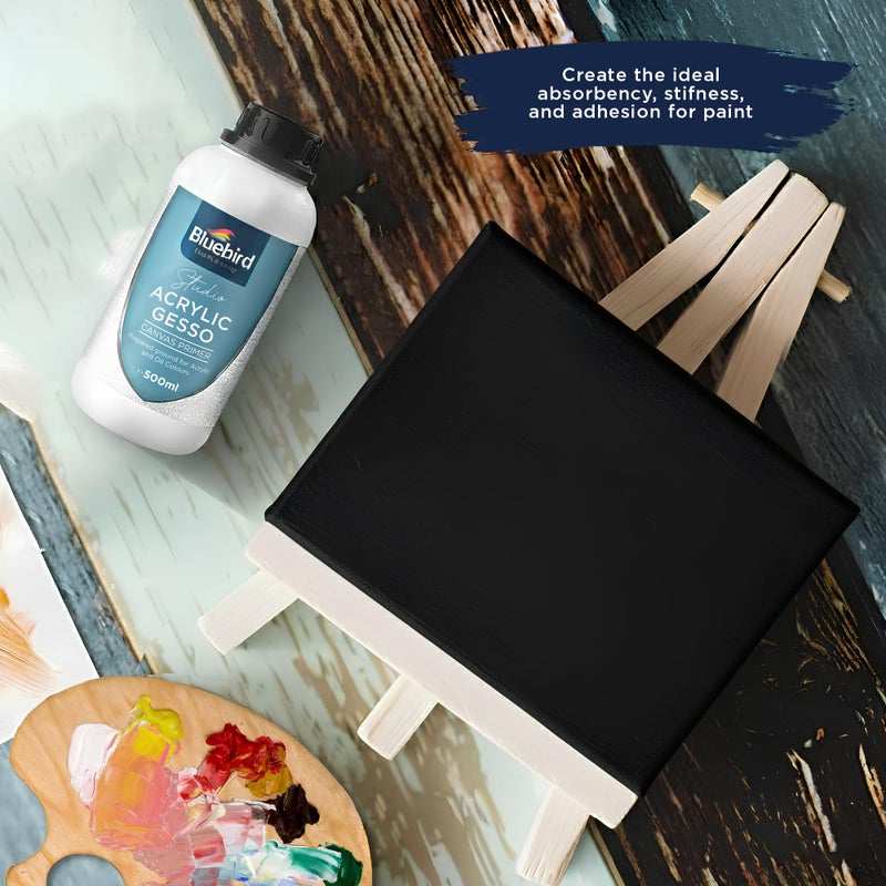 BLUEBIRD Studio Acrylic Gesso - Liquid Gesso Primer for Arylic Painting, Surface Prep Medium (Black, 16.9 Fl Oz) - Image 4